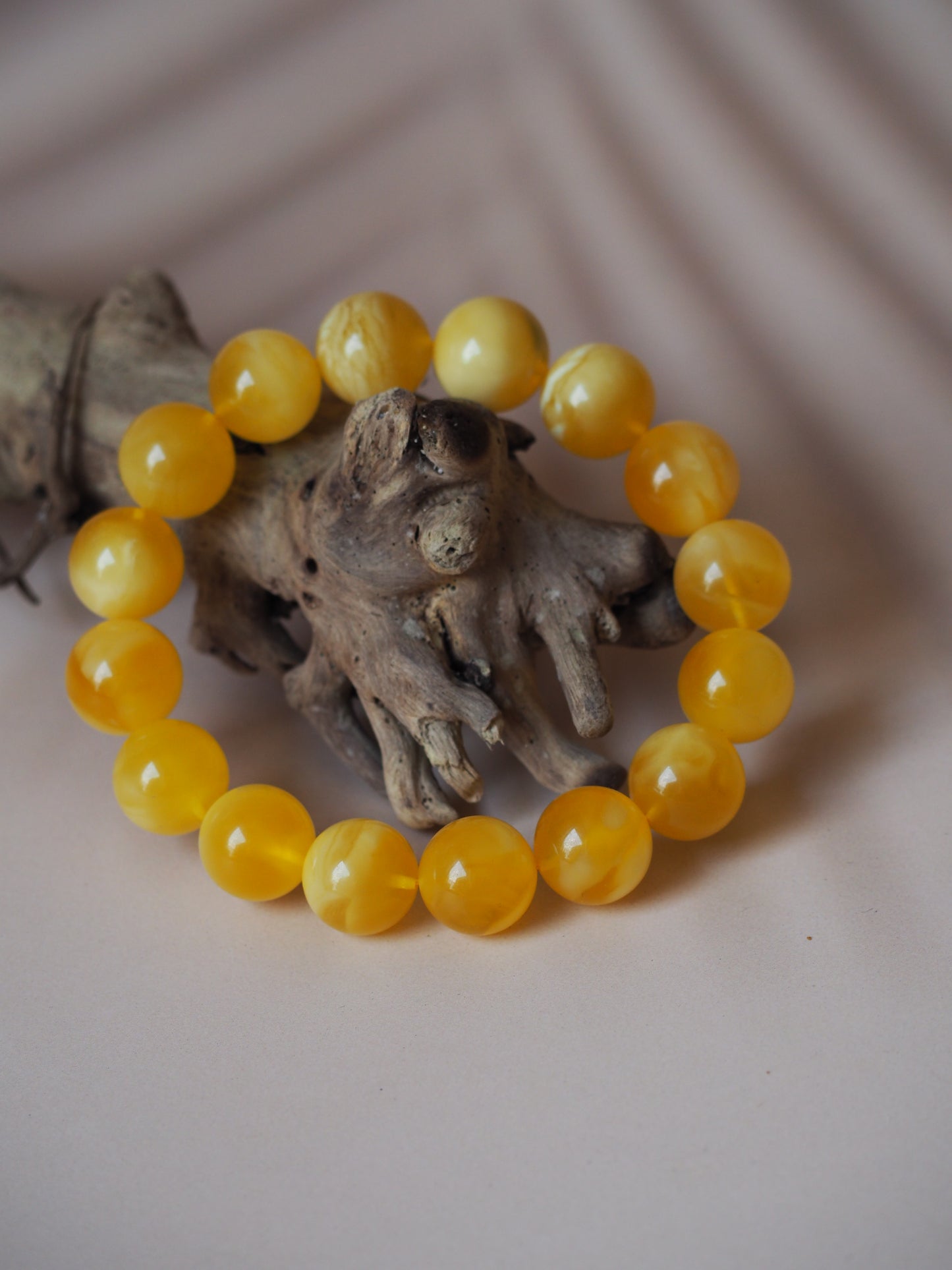 Rare Natural Cloudy/Royal White Amber Bracelet around 13mm