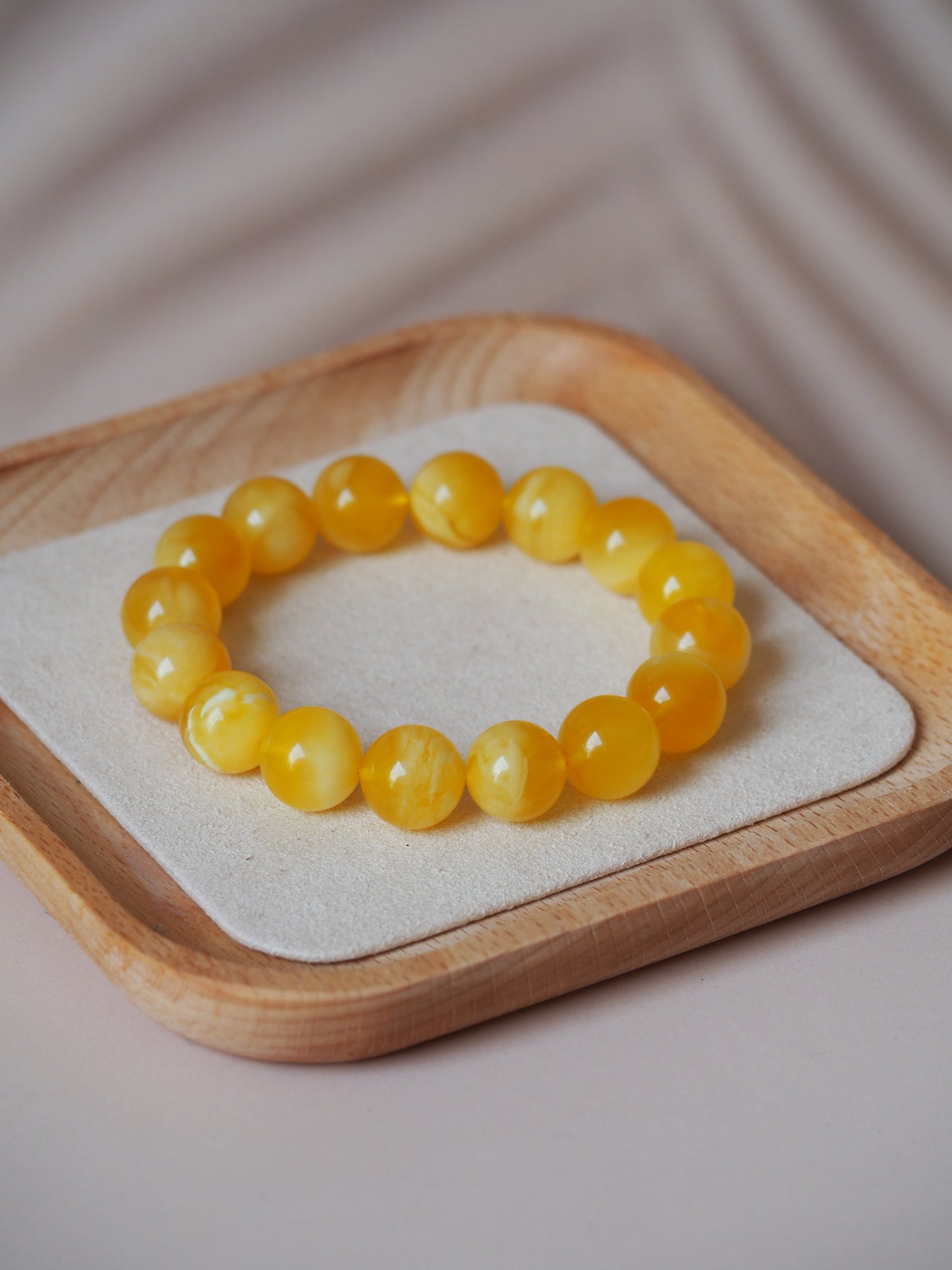 Rare Natural Cloudy/Royal White Amber Bracelet around 13mm