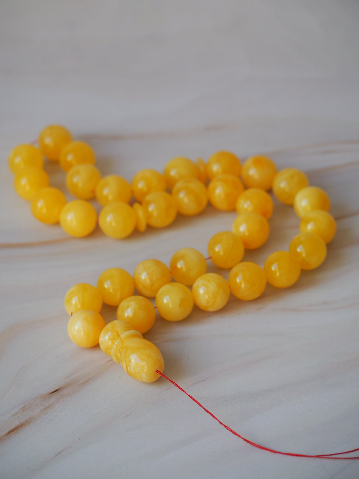 Natural Butterscotch/ Honey Amber Misbaha Prayer Beads 13mm, 33 beads