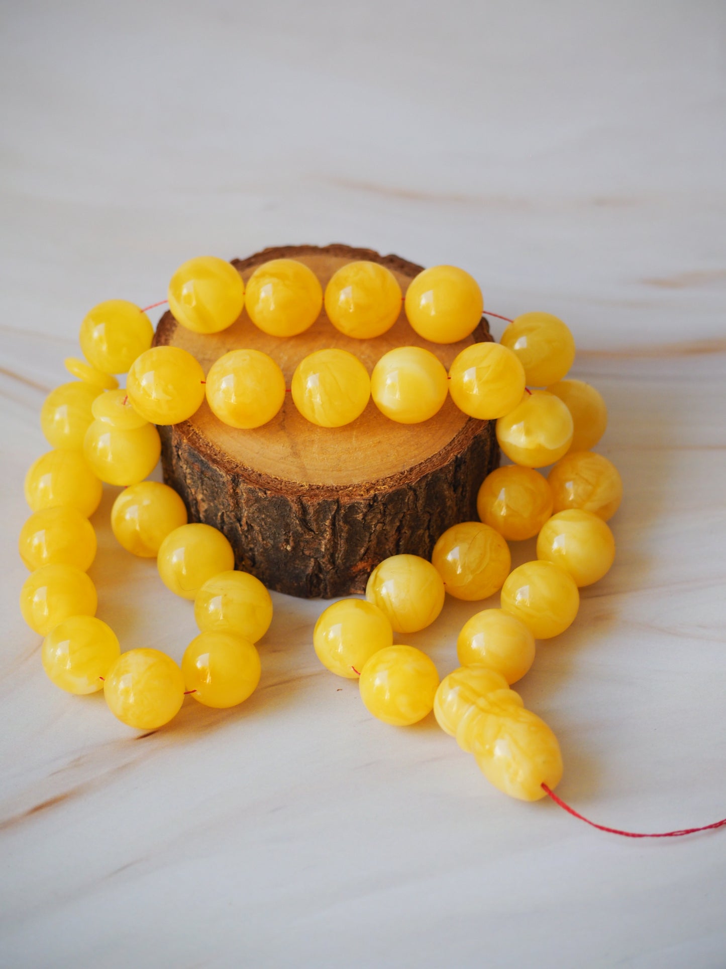 Natural Butterscotch/ Honey Amber Misbaha Prayer Beads 13mm, 33 beads