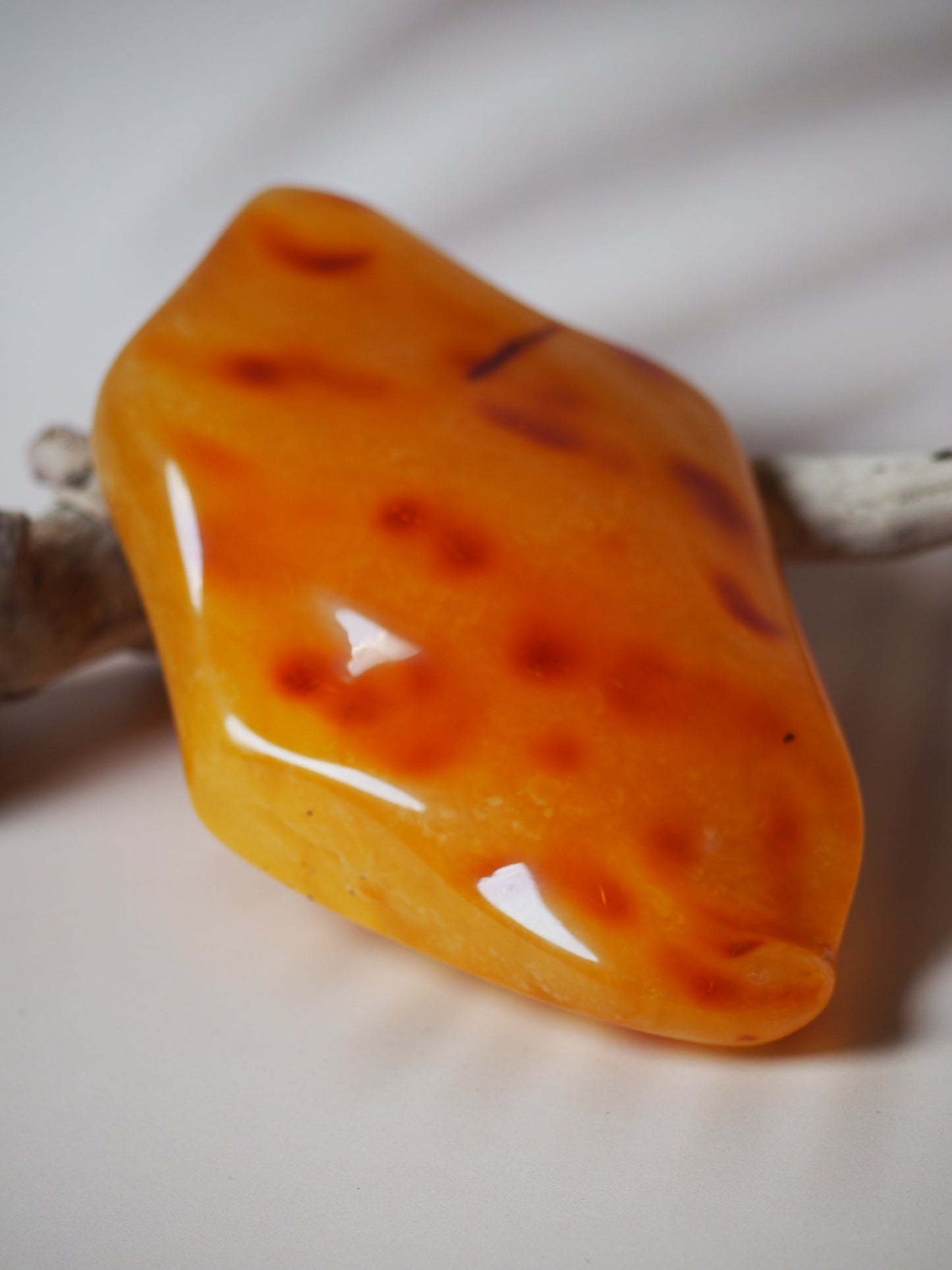 Huge Natural Raw Honey Amber Piece with Tree Bark 186g