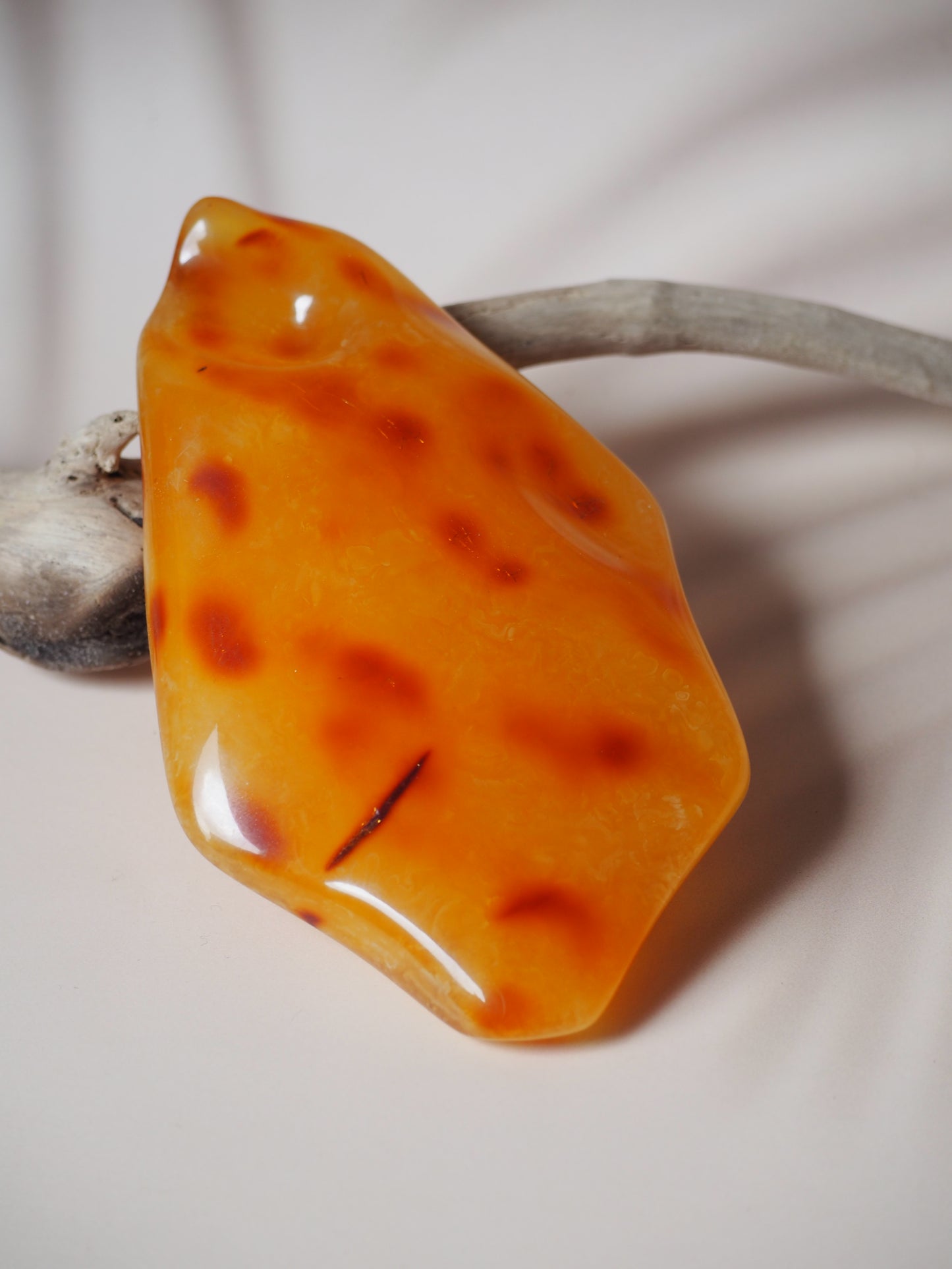 Huge Natural Raw Honey Amber Piece with Tree Bark 186g