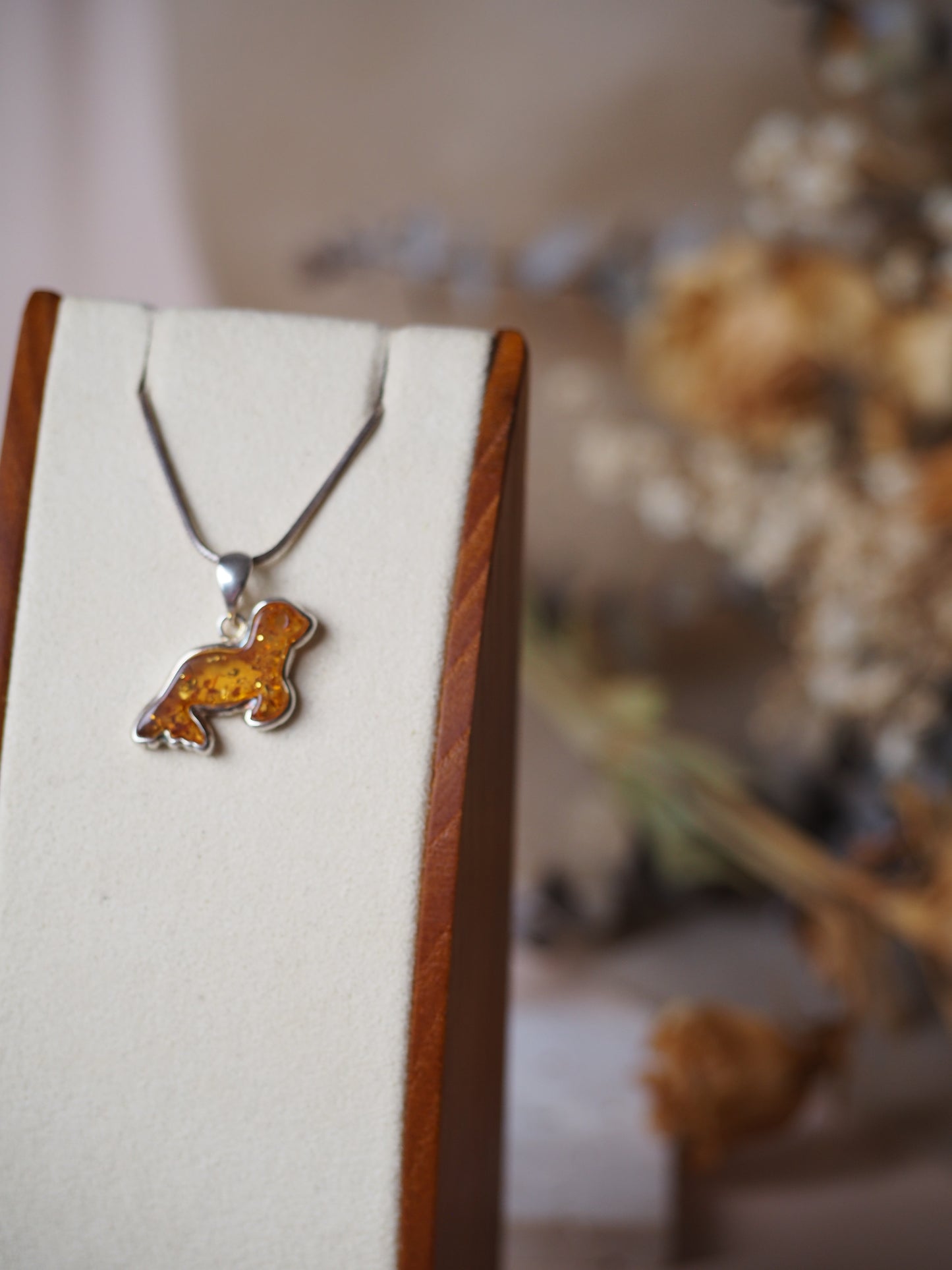 Cognac Amber & Silver Seal Small Charm
