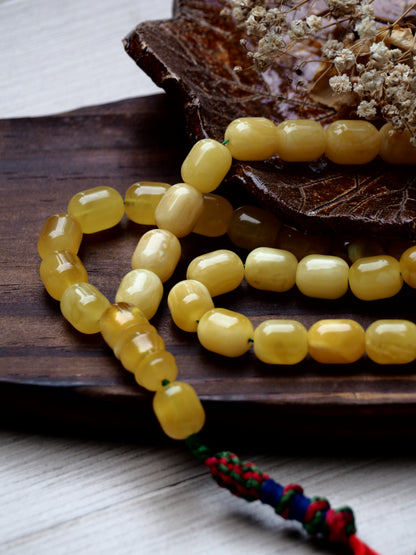 Natural Butterscotch Amber Barrel Shape Rosary Prayer Beads